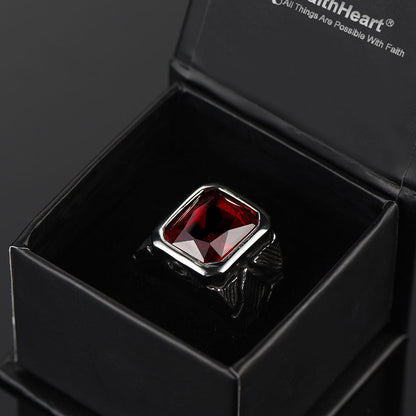 Lava Ruby Ring Stainless Steel Ring for