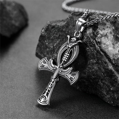 Flash Egyptian Ankh Cross Necklace With Eagle for