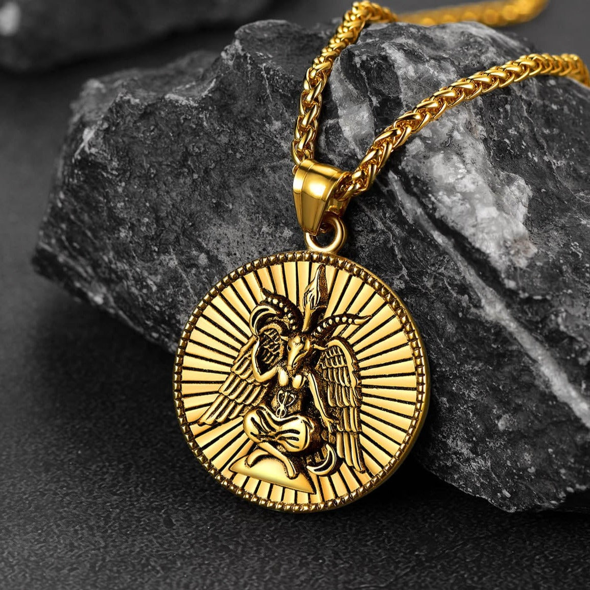 Baphomet Satanic Goat Leviathan Cross Necklace for