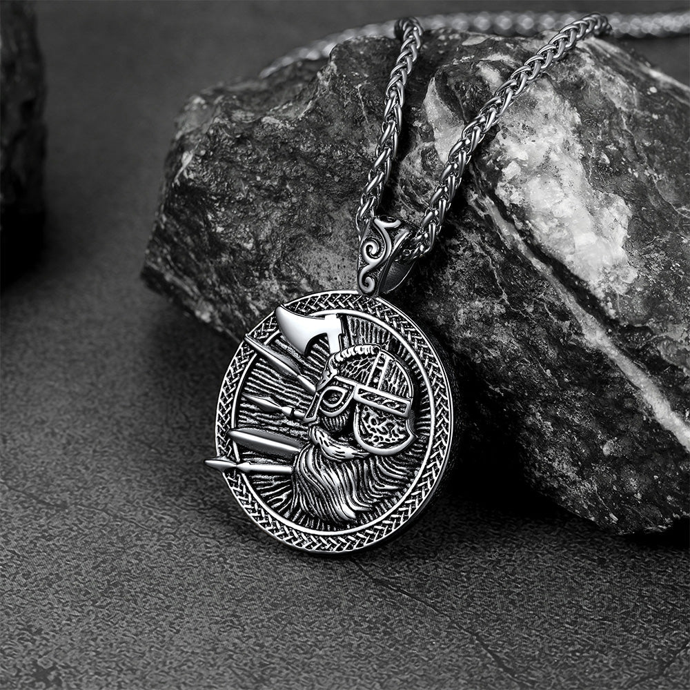 Norse Viking Odin Warrior Pendant Necklace for