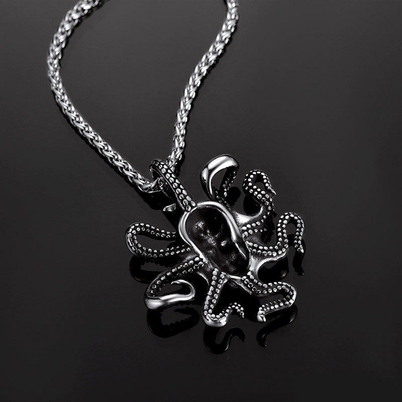 Gothic Octopus Skull Necklace for
