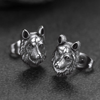 Norse Viking Wolf Stud Earrings for