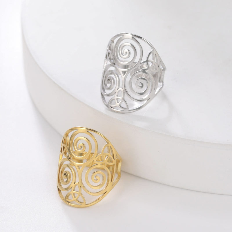 Sacred Trinity Triquetra & Triskele Ring