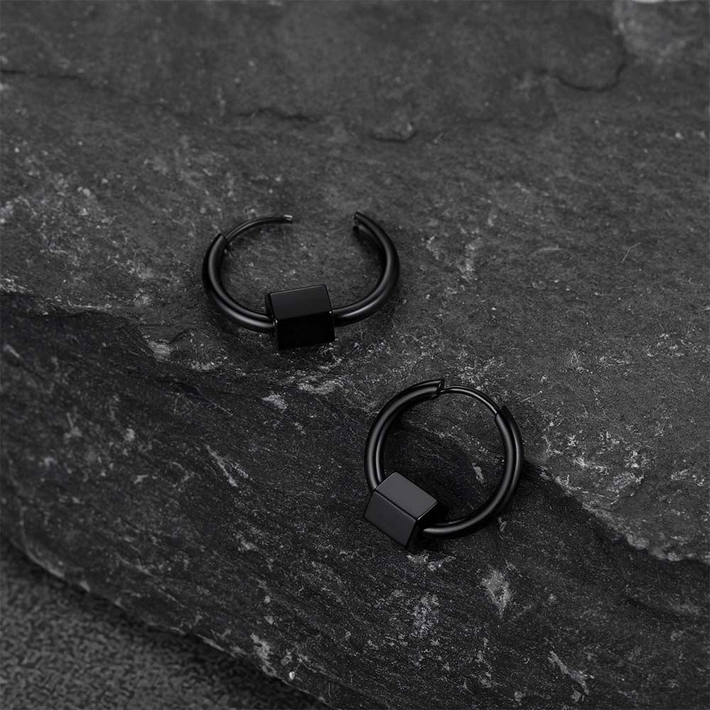 Flash Punk Hexagon Piercing Hoop Earrings for