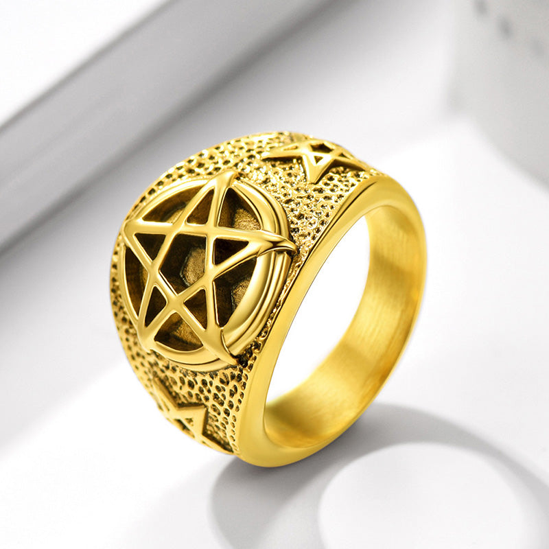 Pentagram Ring Stainless Steel Ring for