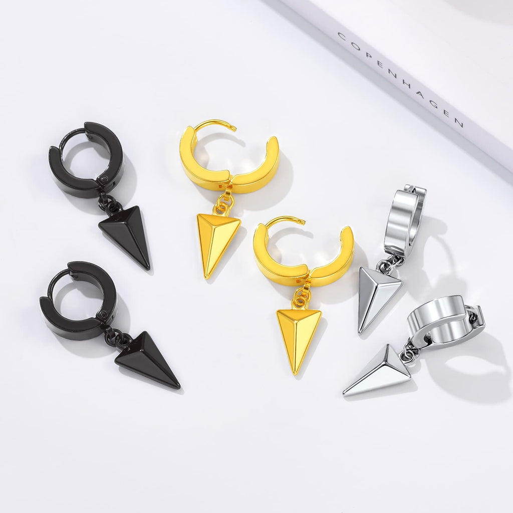 Flash Triangle Spike Dangle Hoop Earrings for