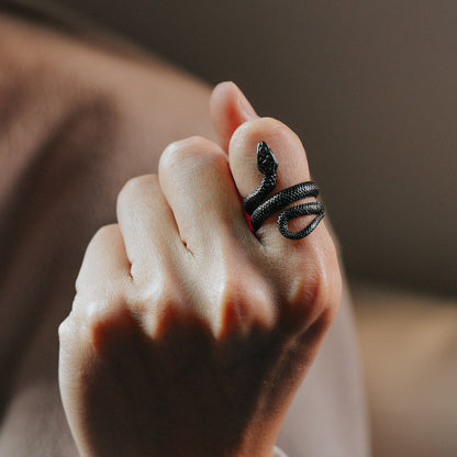 Punk Coiled Snake Stainless Steel Ring for