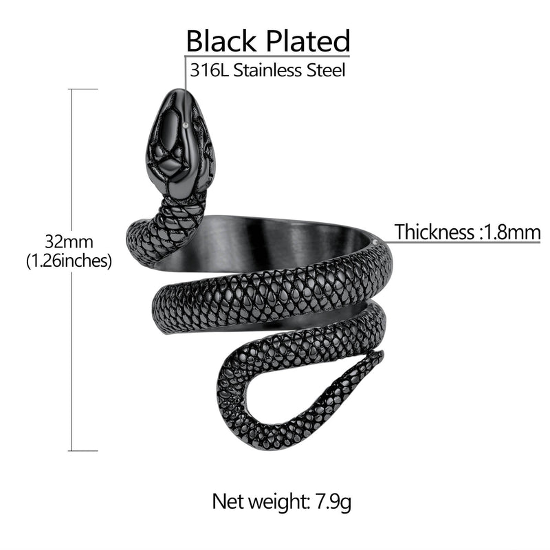 Punk Coiled Snake Stainless Steel Ring for
