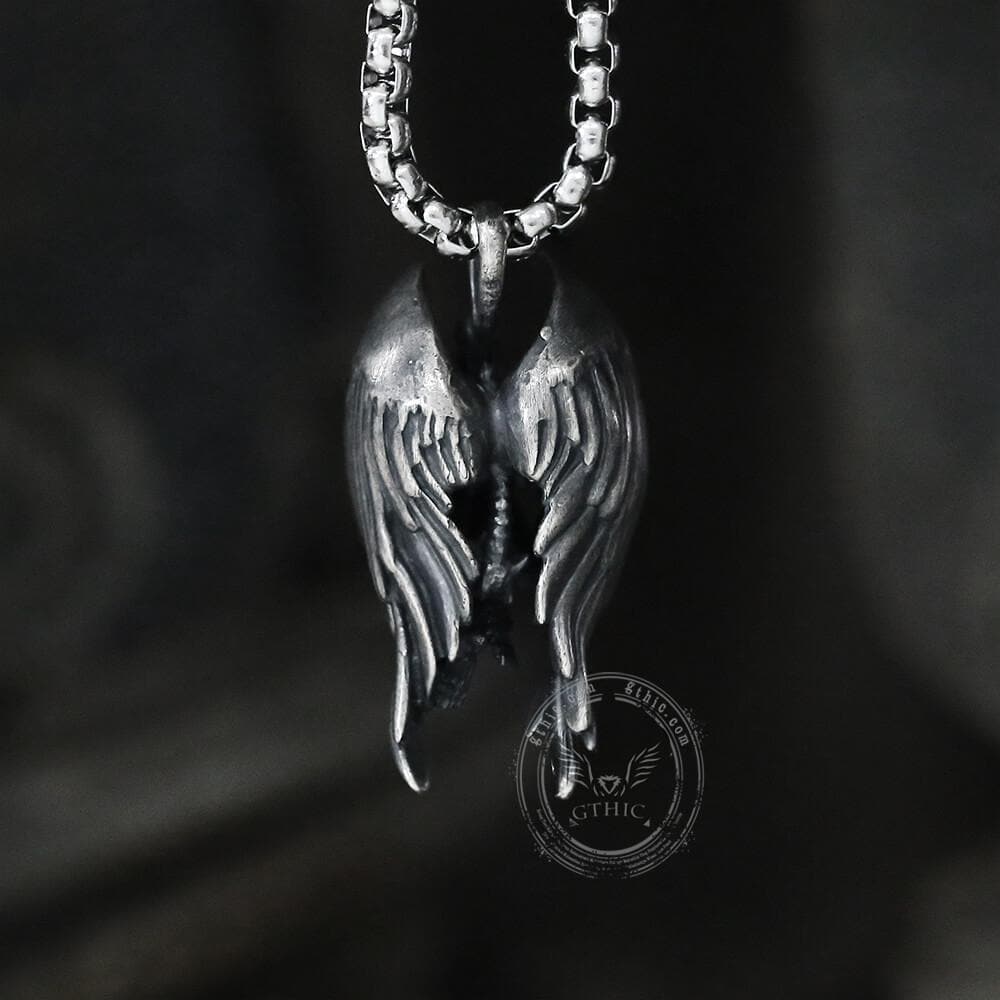 Fallen Angel Sterling Silver Skeleton Pendant