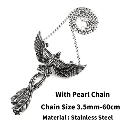 316l Stainless Steel Pendant of Phoenix With Open Wings / Creative Retro Metal Necklace