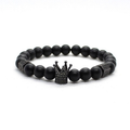 Bracelet With Matte Stone Beads / Set Jewelry of Crown and Skull
