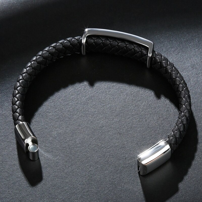 Genuine Leather Stainless Steel Bracelet With Skulls / Jewelry in Rock Punk Style