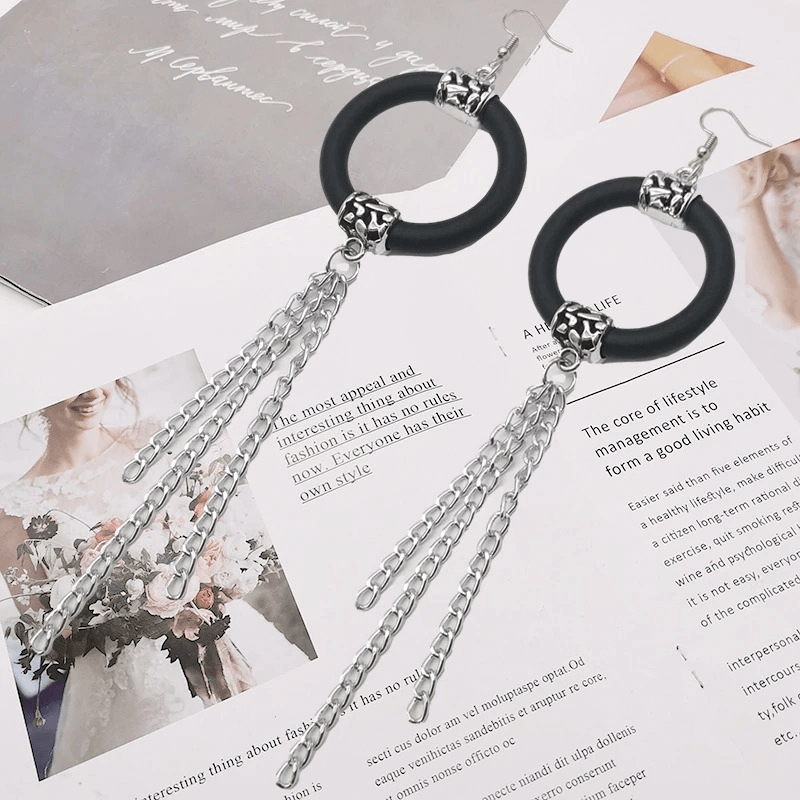Long Drop Earrings for / Handmade Rubber Jewelry / Accessories
