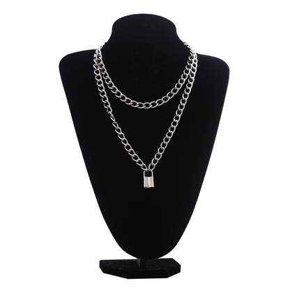 Punk Chain Necklace for / Chunky Chain With Lock Pendant