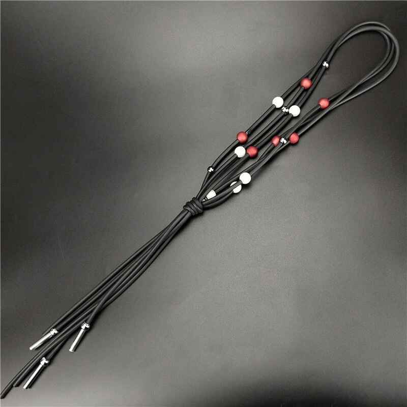 Red and White Pearls Long Necklace / Jewelry / Handmade Rubber Accessories