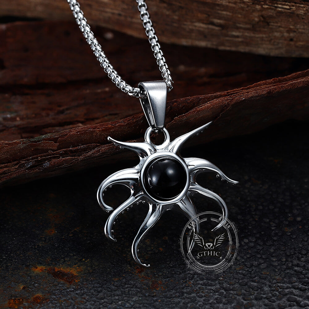 Black Gem Octopus Stainless Steel Marine Pendant