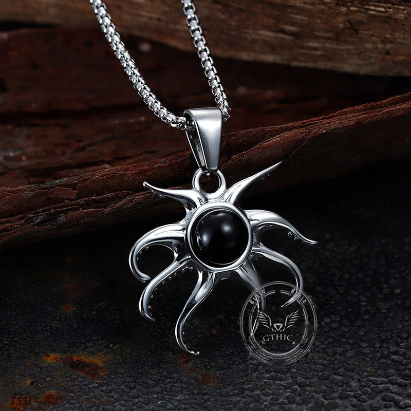 Black Gem Octopus Stainless Steel Marine Pendant