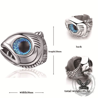 Fish Gem Eyes Stainless Steel Animal Ring