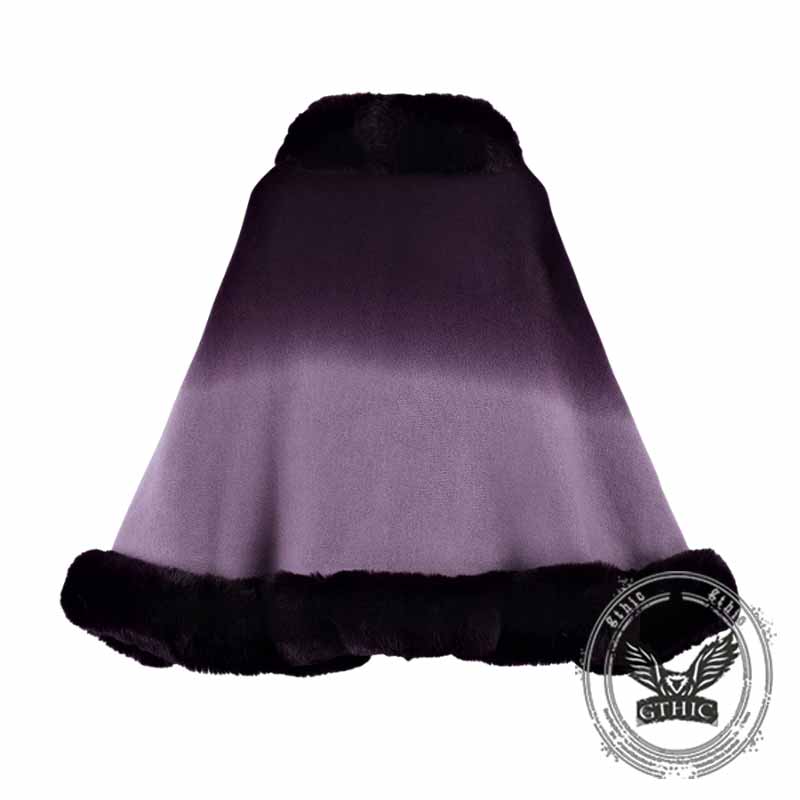 Gradient Color Fur Collar Loose Knitted Shawl