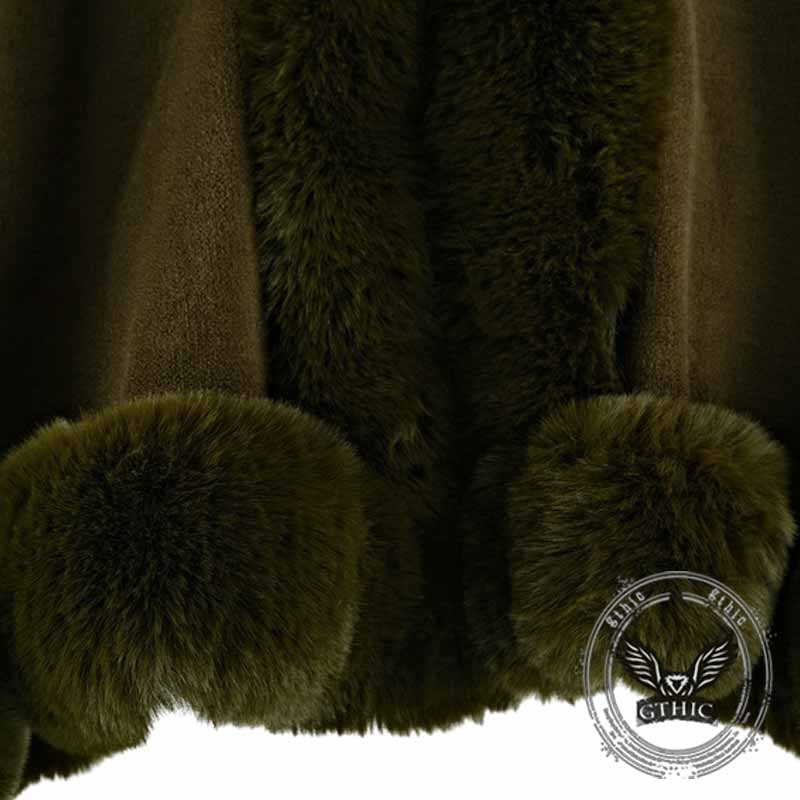 Gradient Color Fur Collar Loose Knitted Shawl