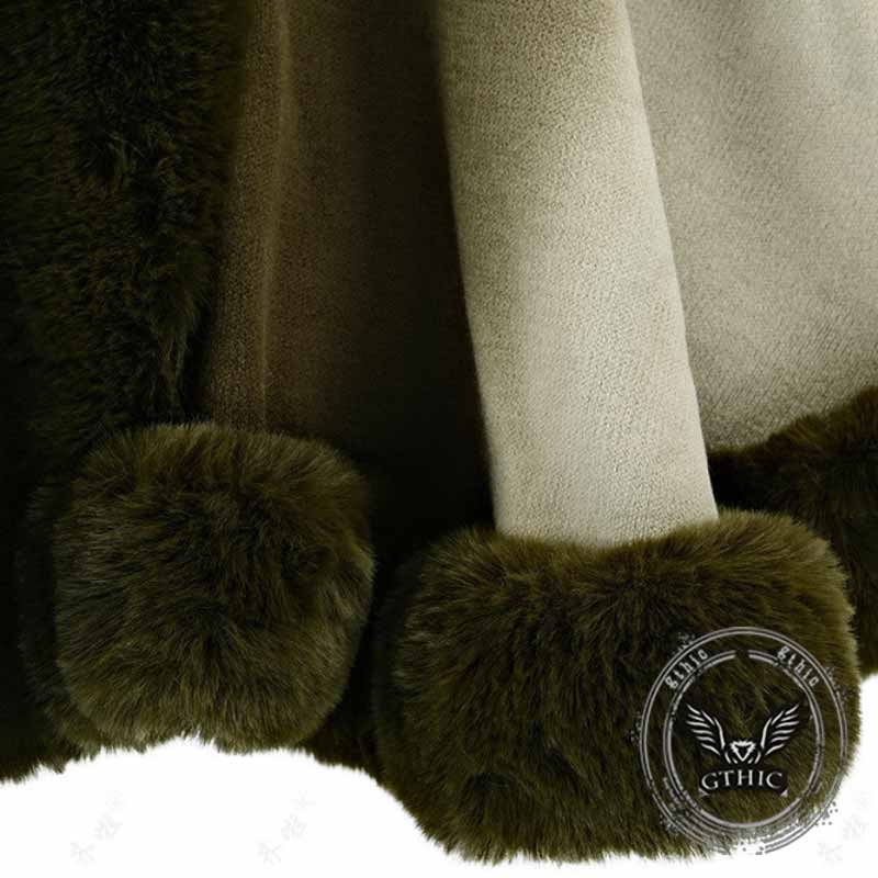 Gradient Color Fur Collar Loose Knitted Shawl