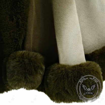Gradient Color Fur Collar Loose Knitted Shawl