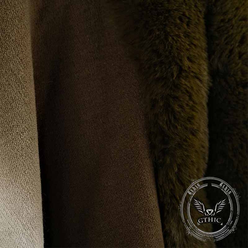 Gradient Color Fur Collar Loose Knitted Shawl