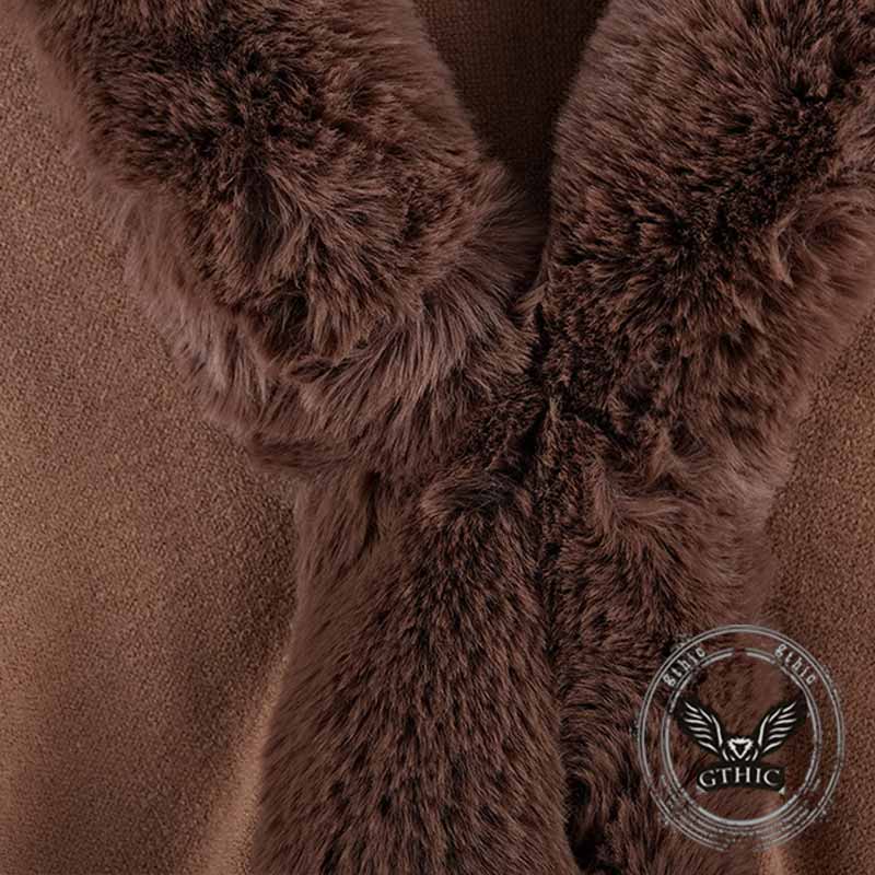 Gradient Color Fur Collar Loose Knitted Shawl