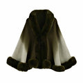 Gradient Color Fur Collar Loose Knitted Shawl