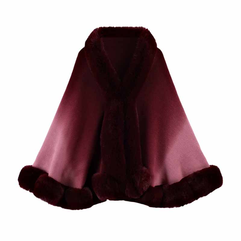 Gradient Color Fur Collar Loose Knitted Shawl