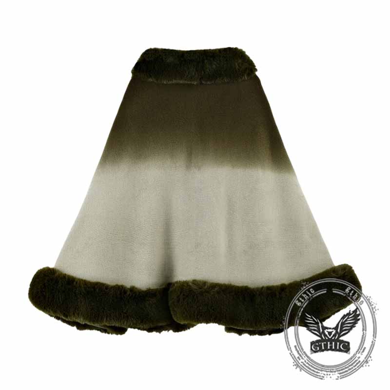 Gradient Color Fur Collar Loose Knitted Shawl