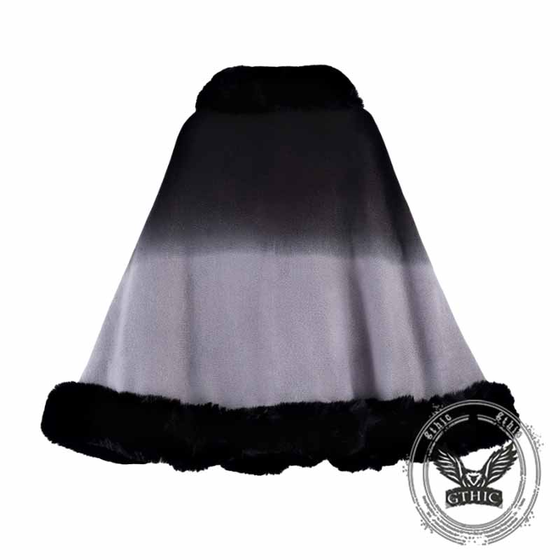 Gradient Color Fur Collar Loose Knitted Shawl