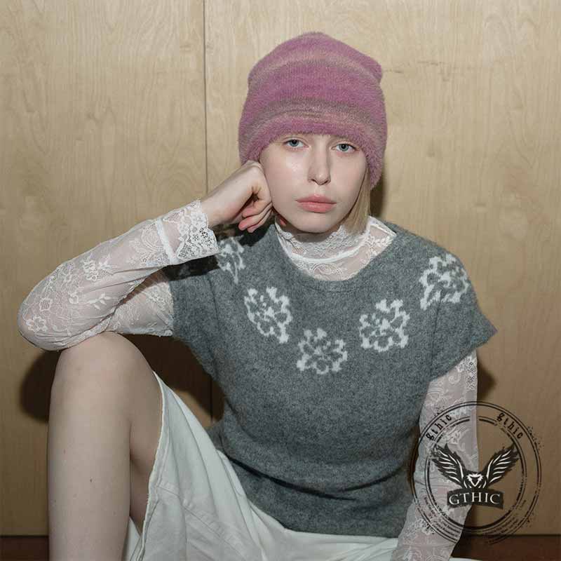 Gradient Color Knitted Brimless Beanie Hat