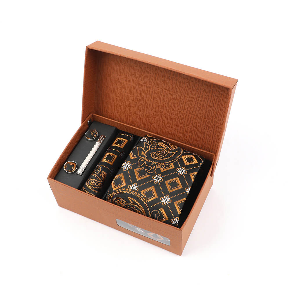 Jacquard Multicolor Print Tie Gift Box