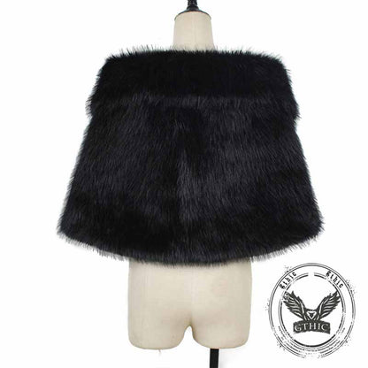 V-neck Faux Fur Party Gown Plush Shawl