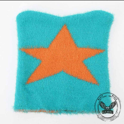 Y2k Cat Ear Star Print Knitted Beanie Hat