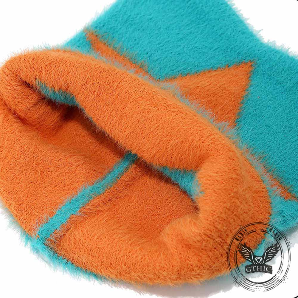 Y2k Cat Ear Star Print Knitted Beanie Hat