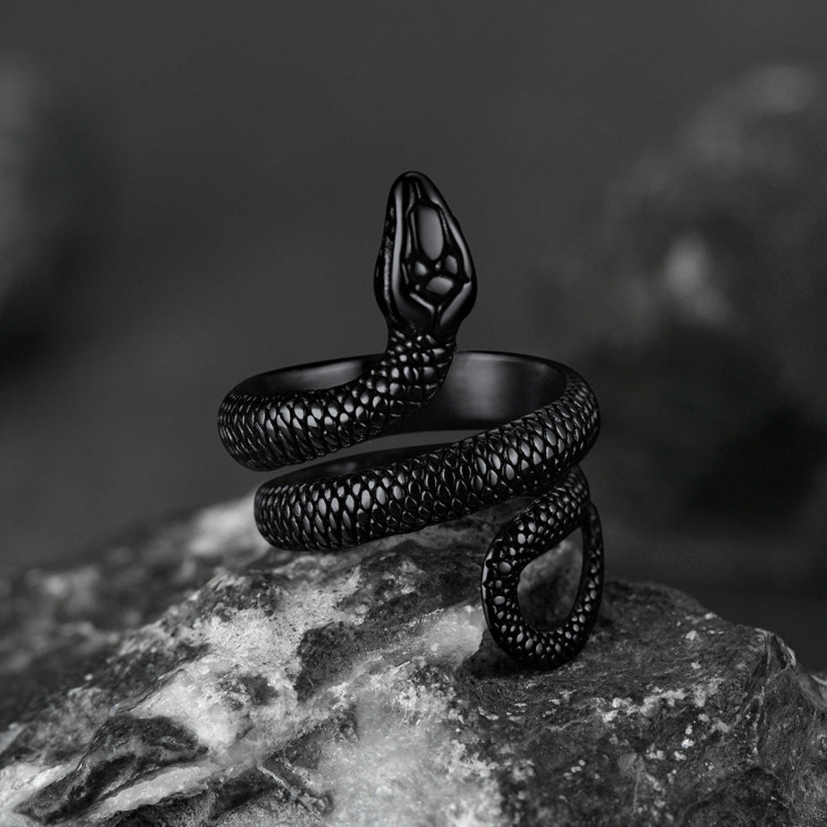 Punk Coiled Snake Stainless Steel Ring for