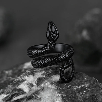 Punk Coiled Snake Stainless Steel Ring for