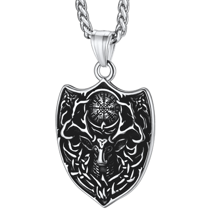 Flash Norse Viking Compass Deer Necklace for