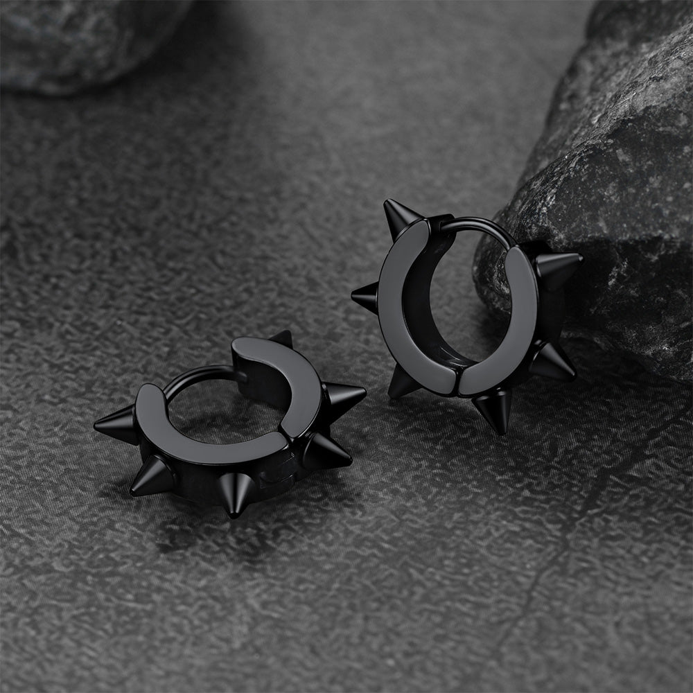 Punk Spike Rivet Huggie Hoop Earrings for