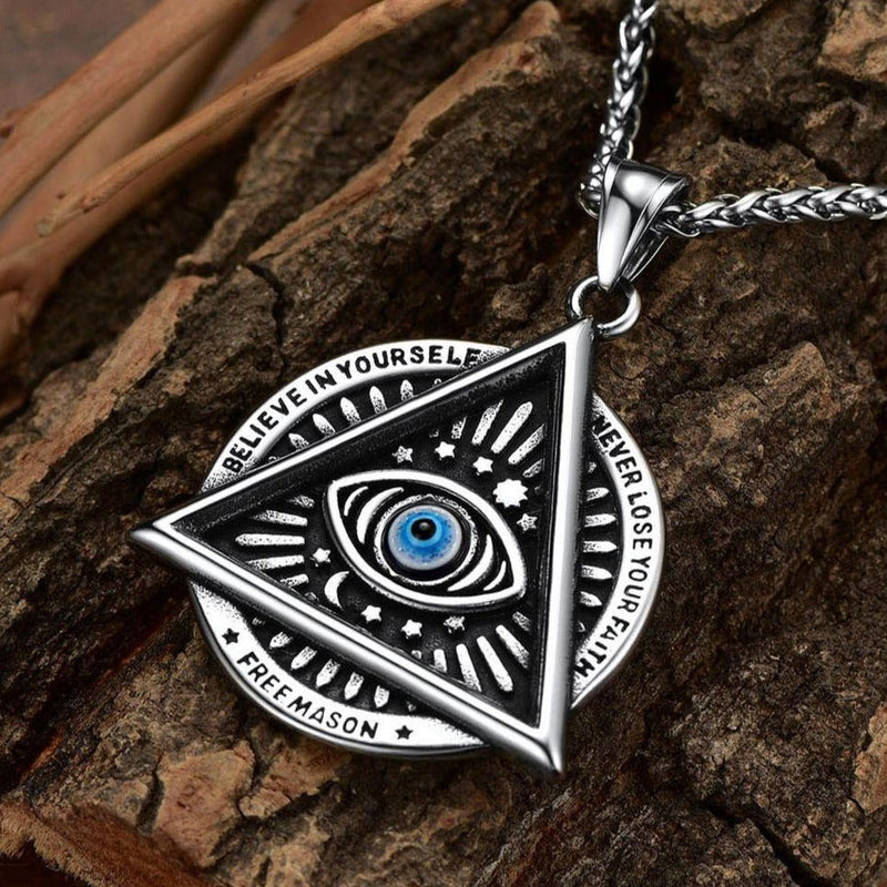 Masonic Triangle All Seeing Eye Necklace for
