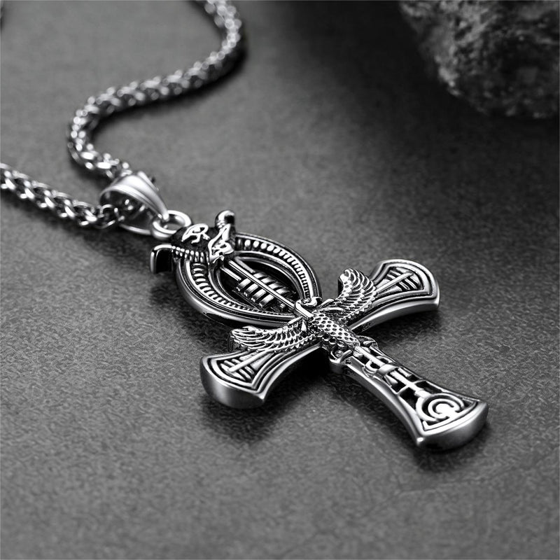Flash Egyptian Ankh Cross Necklace With Eagle for