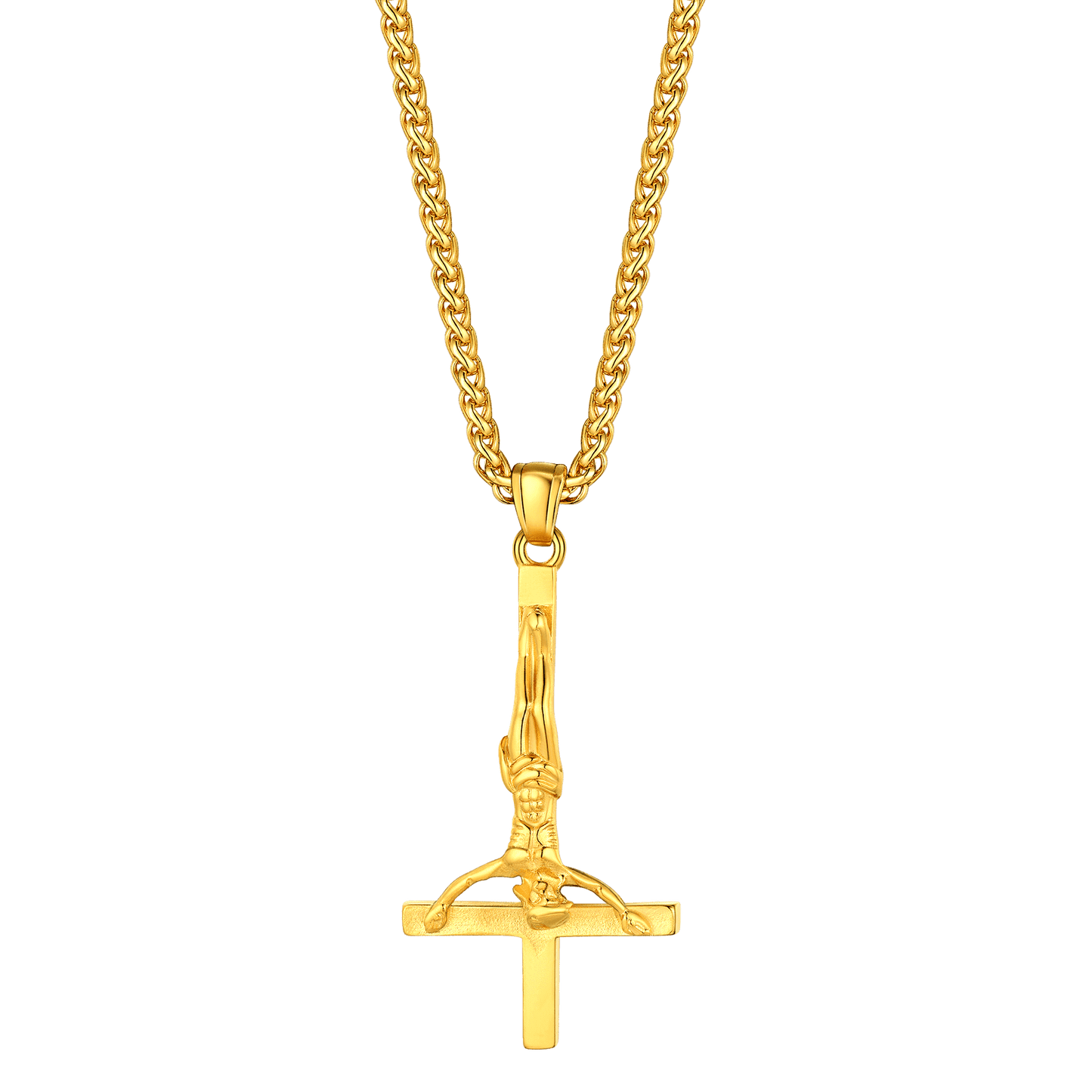 Unside Down Cross Crucifix Necklace Pendant for