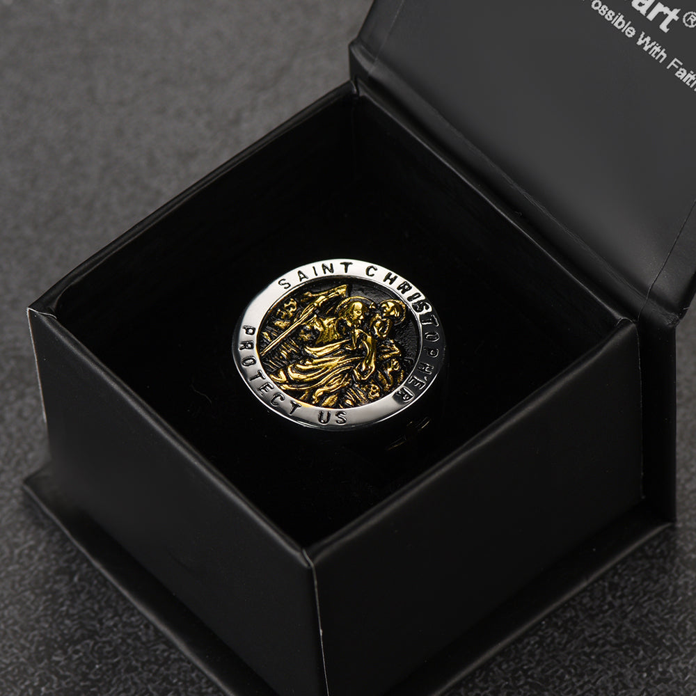 Flash St. Christopher Stainless Steel Ring for