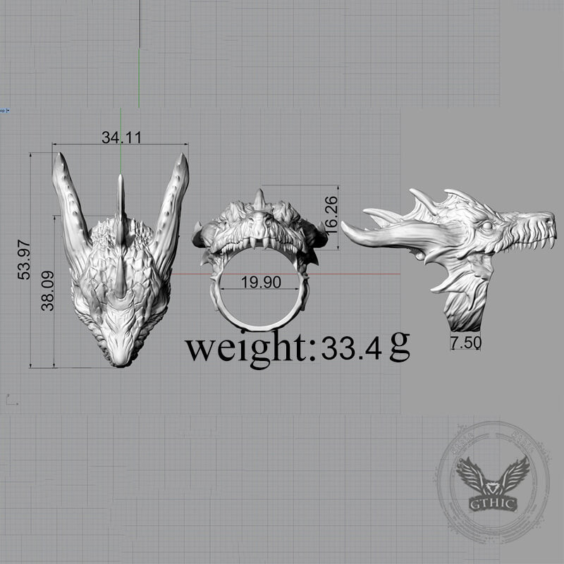 Fierce Dinosaur Head Sterling Silver Jewelry Set