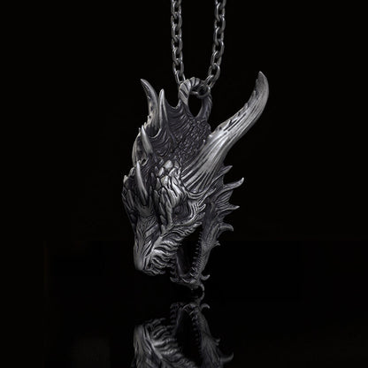 Fierce Dinosaur Head Sterling Silver Pendant