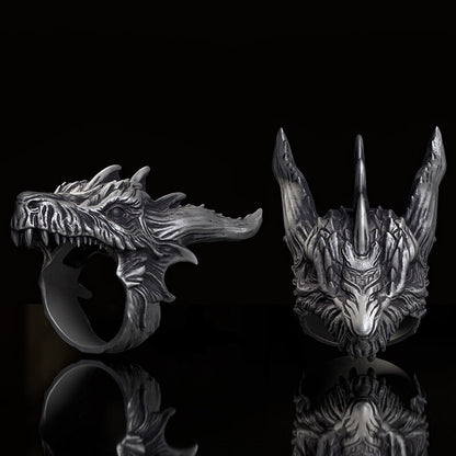 Fierce Dinosaur Head Sterling Silver Ring
