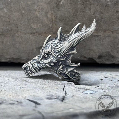 Fierce Dinosaur Head Sterling Silver Ring