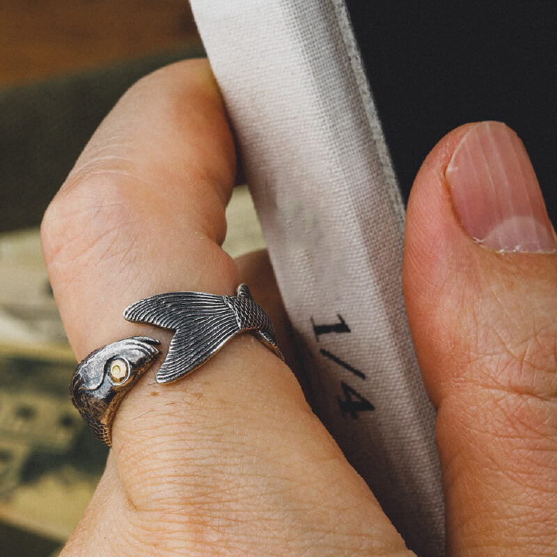 Fish Design Sterling Silver Open Ring